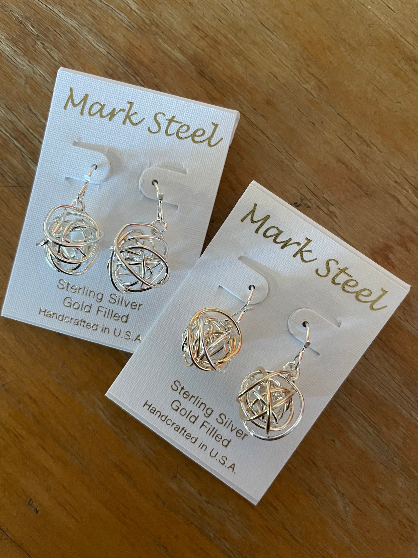 Mark Steel Ball of Yarn Earrings